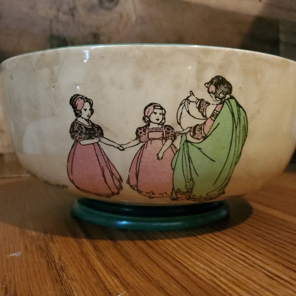 Royal Doulton Springtime Large Footed Serving Fruit Bowl D3119 Art Nouveau -Rare